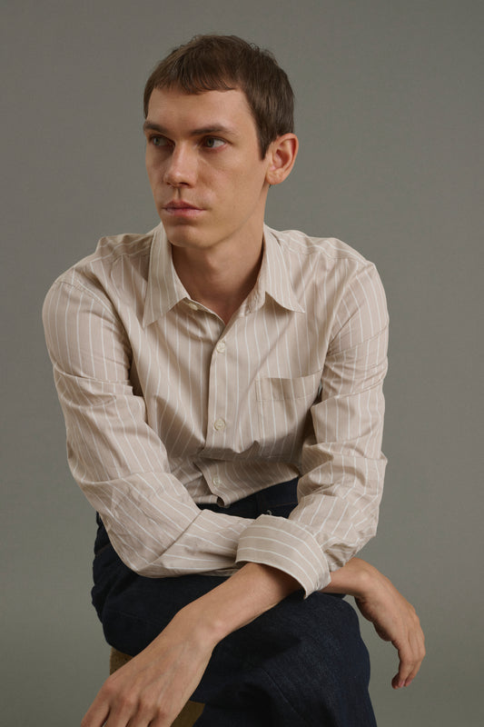 Shirt Glenn - Hazelnut/Ecru - Cotton - Men