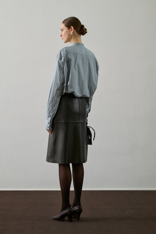 Jupe Gwen - Brun Gris - Cuir - Femme