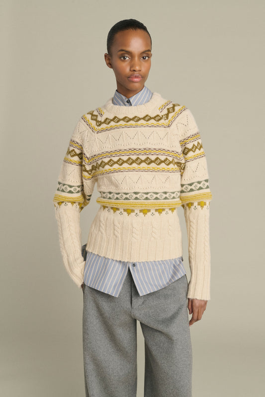 Luis pullover - Multicolour Beige - Merino Wool - Women