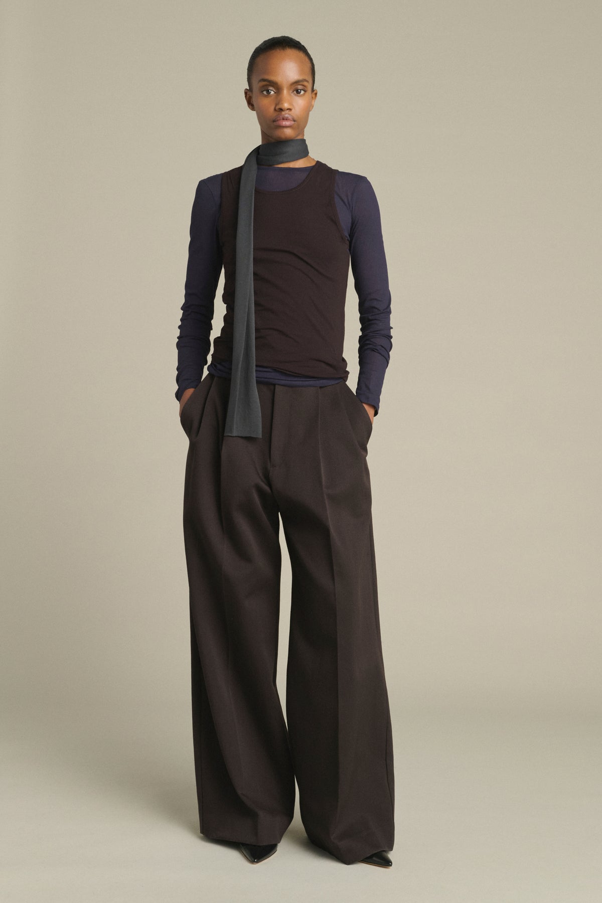 Kola Scarf - Anthracite Grey Cotton Jersey - Soeur