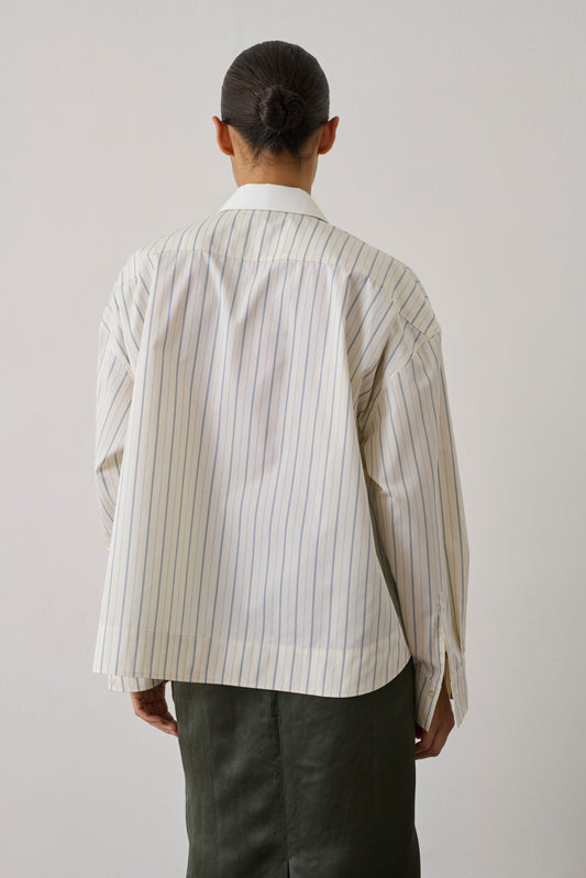 Chemise Idesia - Écru/Bleu - Coton - Femme