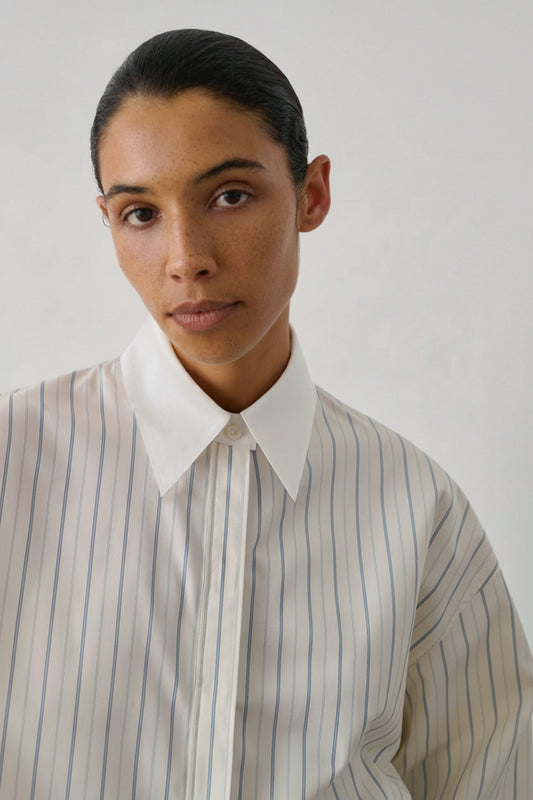 Chemise Idesia - Écru/Bleu - Coton - Femme