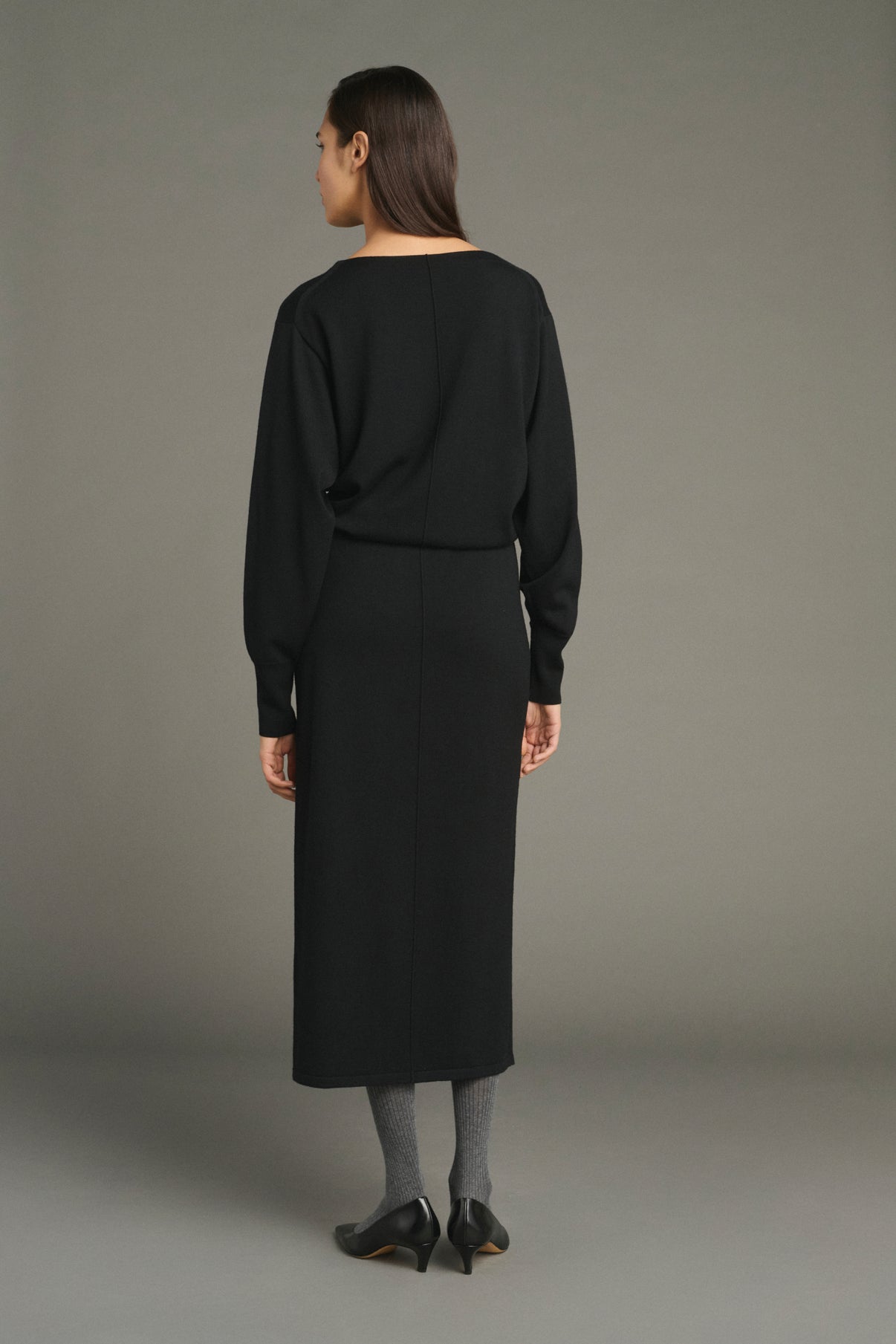 Kathleen dress - Black - Merino Wool - Women vue 2