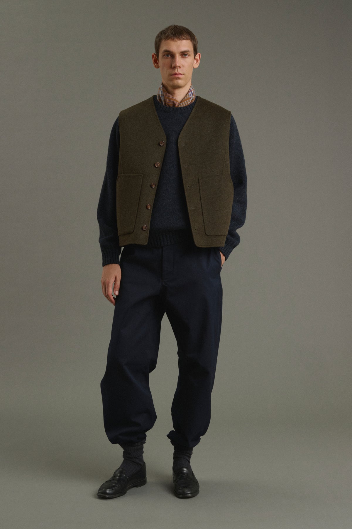 Jacket Romain - Heathered Khaki - Double-Faced - Men vue 1