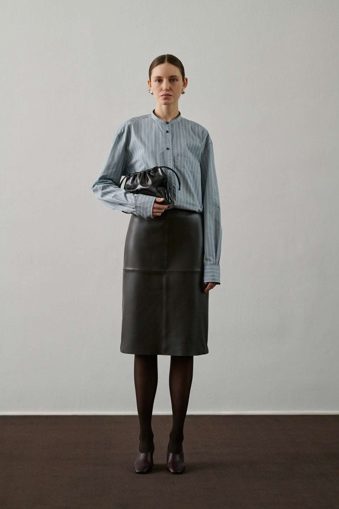 Jupe Gwen - Brun Gris - Cuir - Femme