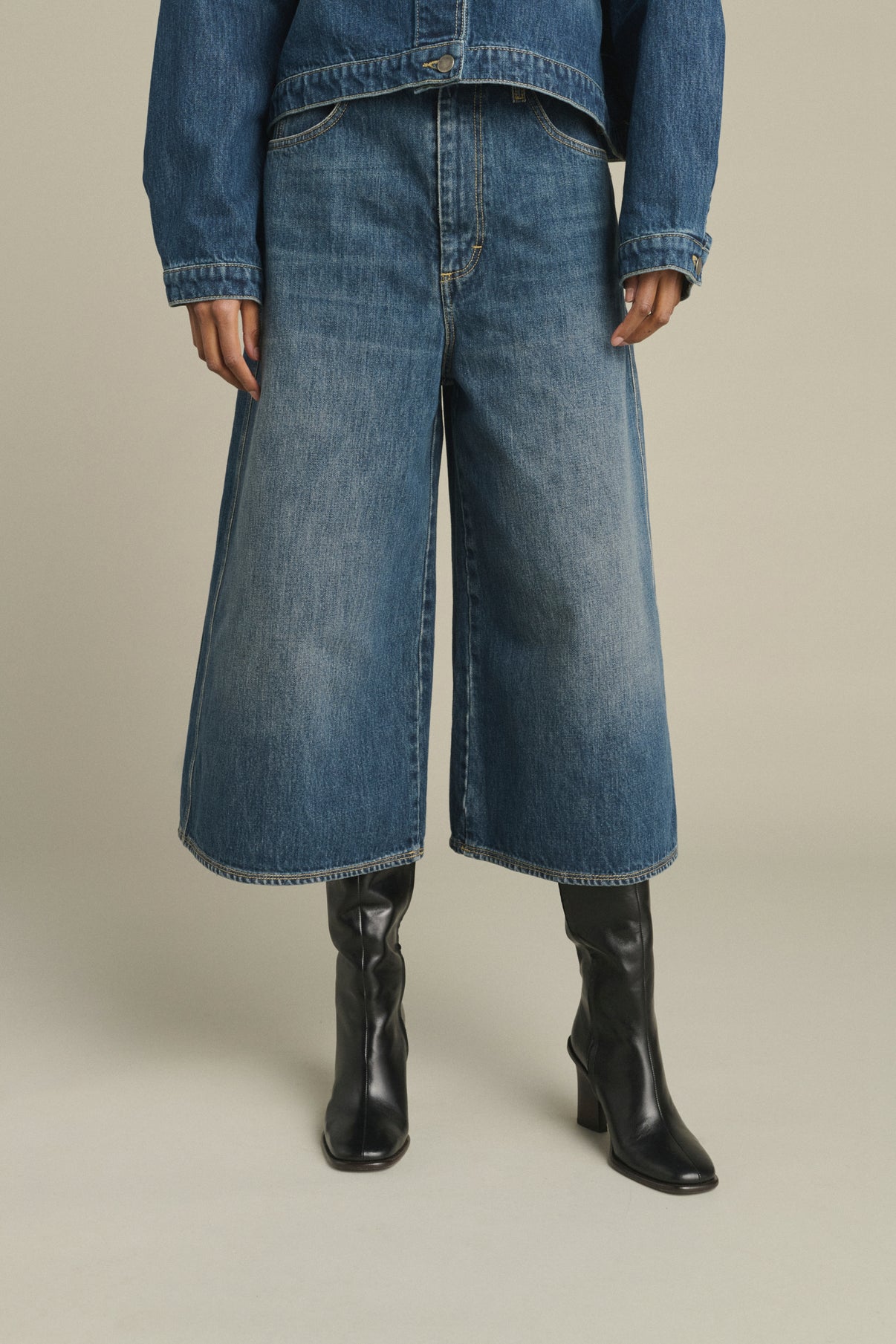 Joyce Bermuda Shorts - Washed Blue Denim - Cotton - Women vue 3