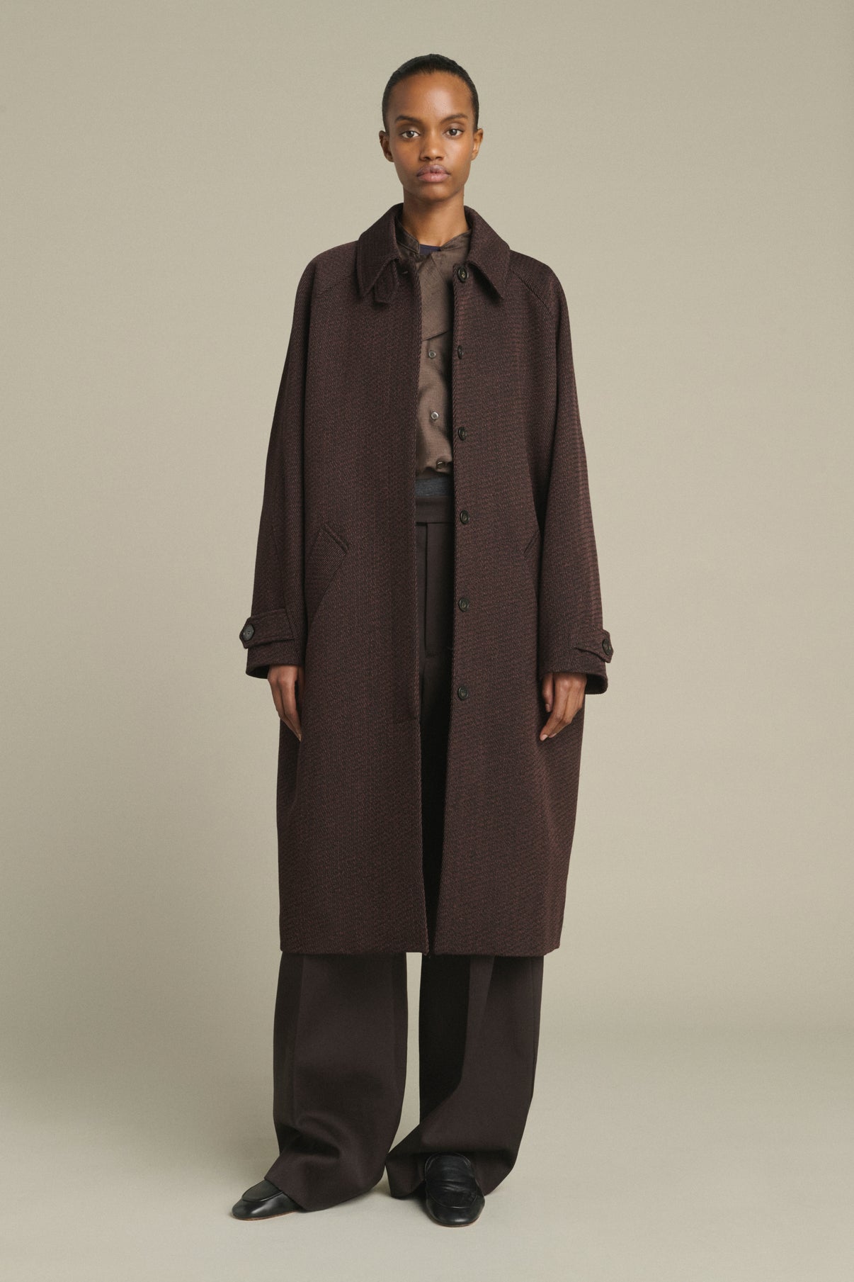 Leandre Coat - Brown/Black - Wool - Women vue 1