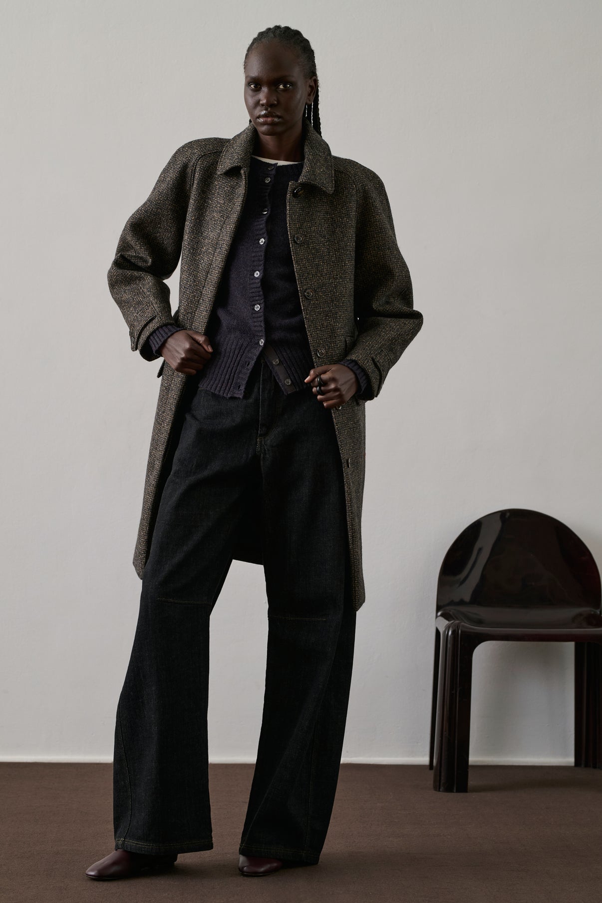 Cardigan Fugu - Aubergine - Laine - Femme vue 4