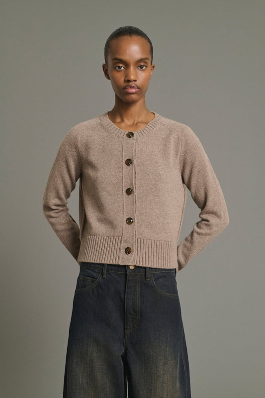 Virginia Cardigan - Beige Marl - Merino Wool - Women