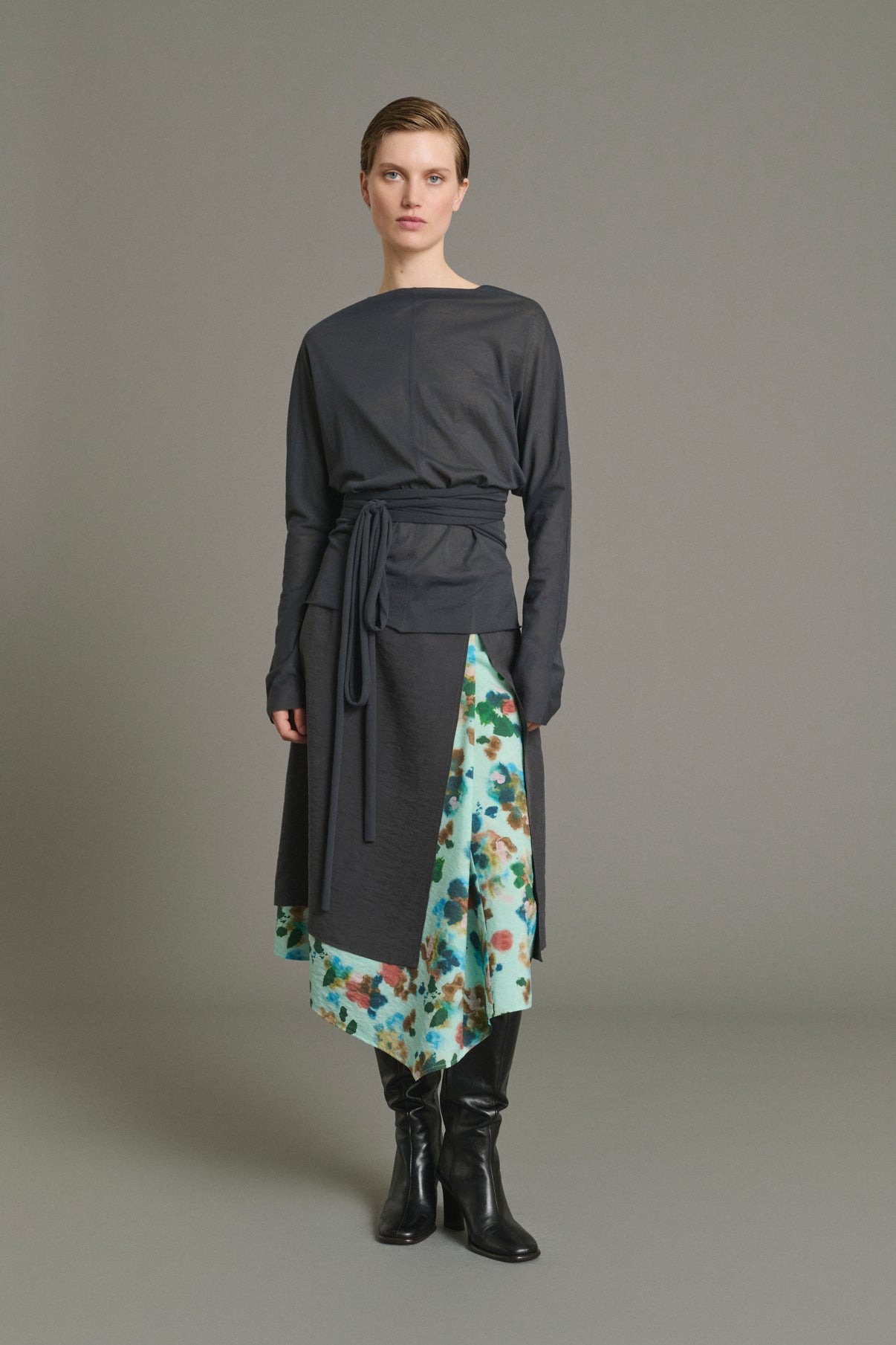 Joy skirt - Turquoise - Silk - Women vue 1