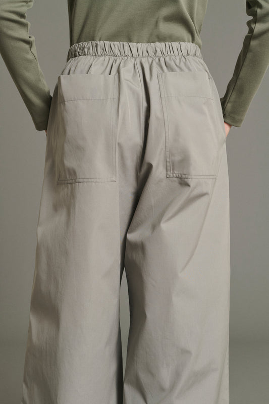 Hugues wide-leg trousers in grey poplin for women - Soeur