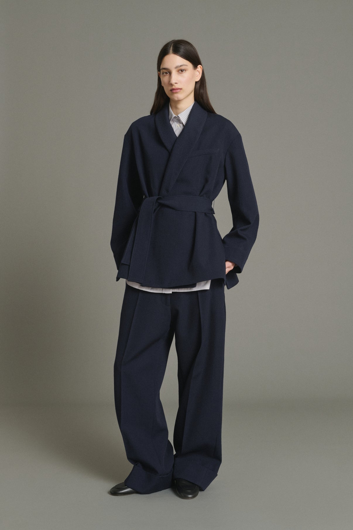 Come Jacket - Navy - Wool - Women vue 2