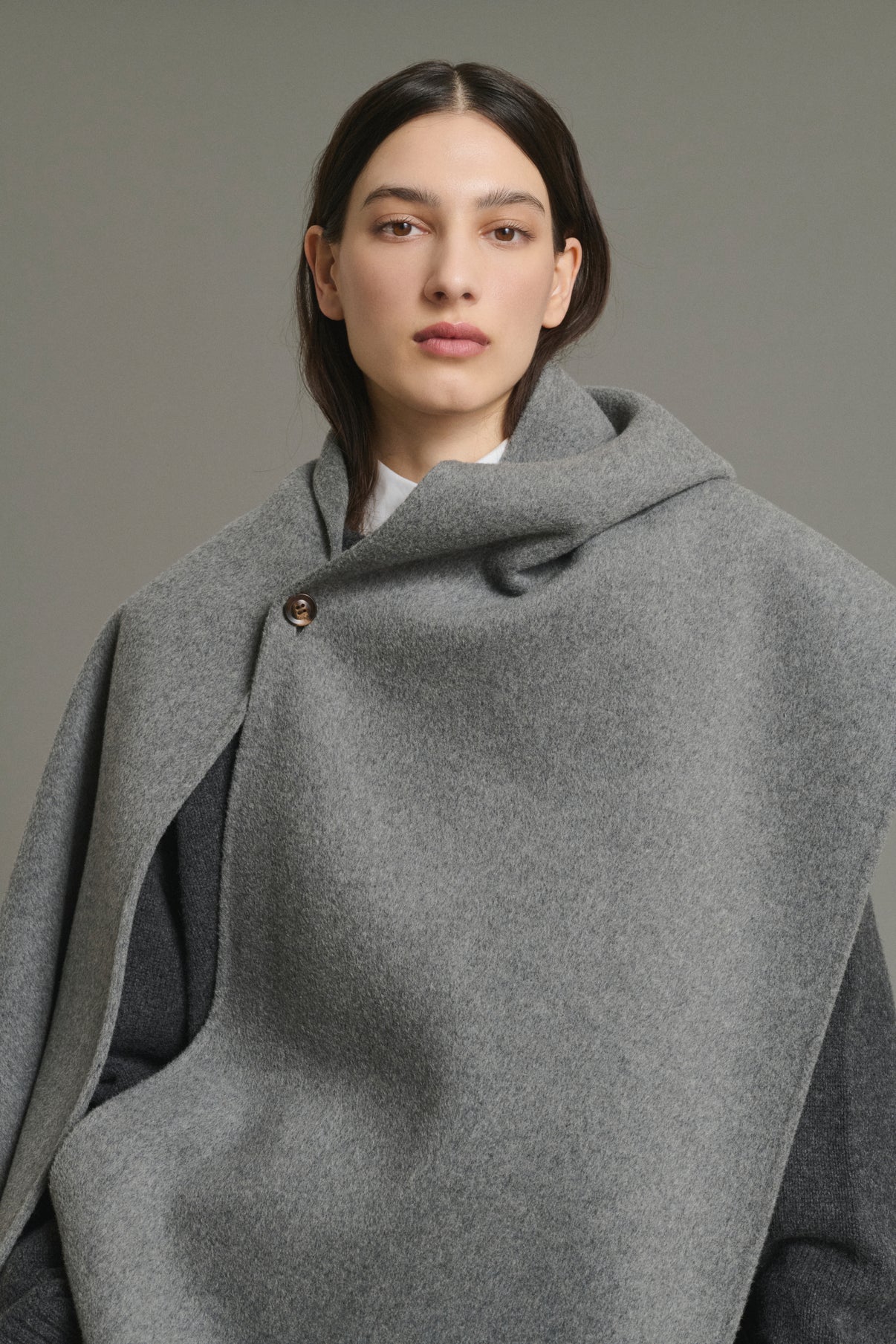 Lisette cape - Light Grey - Wool - Women vue 3