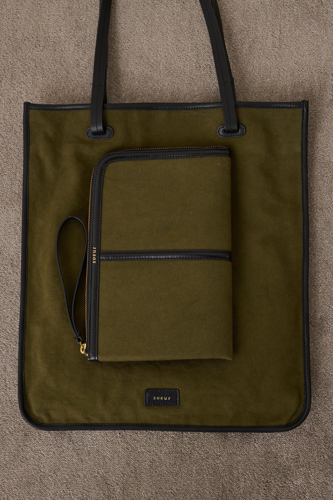 Pochette Doces - Kaki/Noir - Coton - Femme