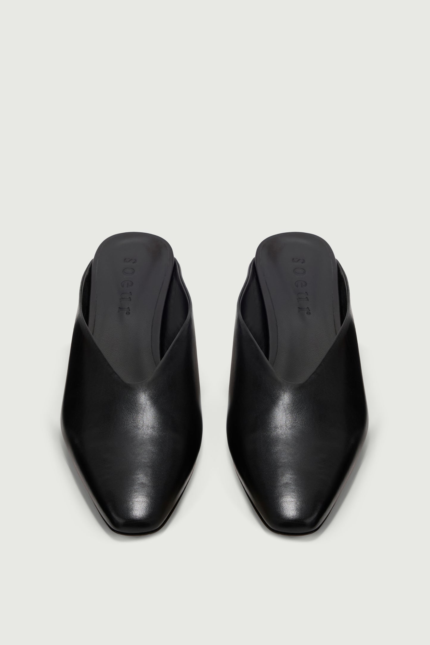 Amalie mules - Black Leather with Heel - Soeur